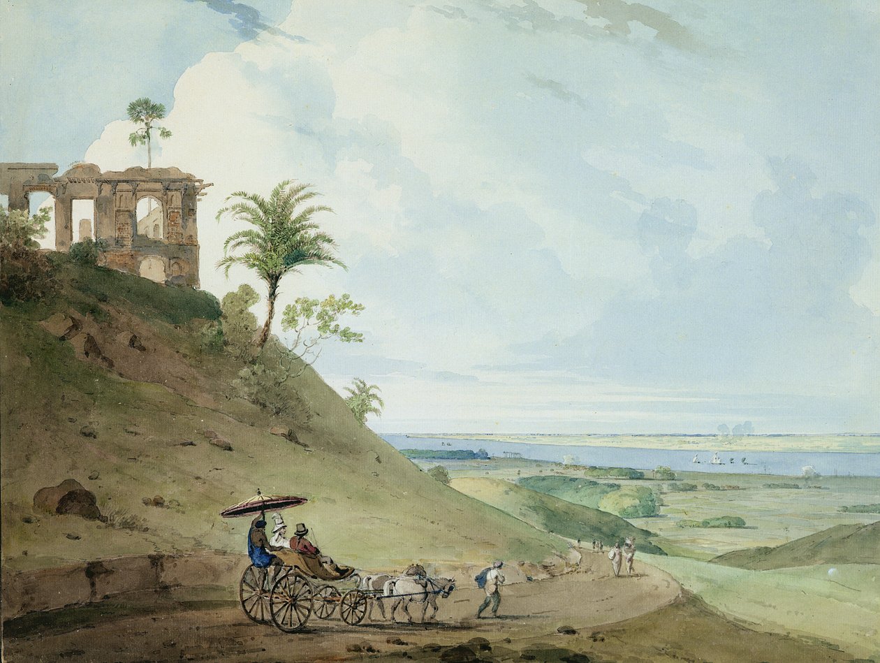 बिहार के मोंघी के पास पीर पीहर पर अवशेष, 1790 (कागज पर ग्रेफाइट से अधिक) द्वारा थॉमस और विलियम डेनियल