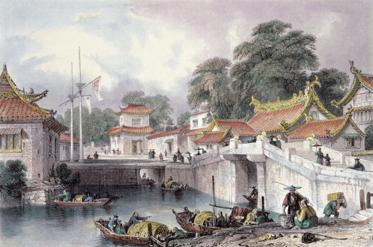 चप्रो में नदी पर प्राचीन पुल, c.1850 द्वारा थॉमस एलोम