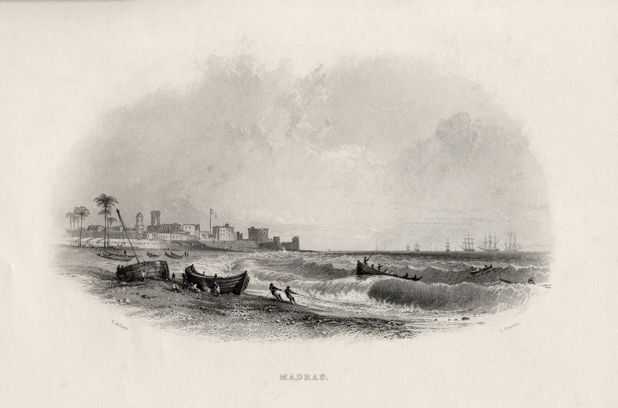 मद्रास, भारत, चार्ल्स कूसन द्वारा उत्कीर्ण (1815-89) द्वारा थॉमस एलोम
