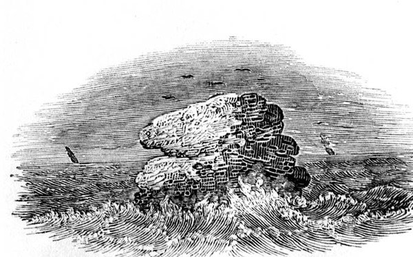 ब्रिटिश रॉक ऑफ़ हिस्ट्री ऑफ़ बर्ड्स विथ बोट्स, c.1804 द्वारा थॉमस बेविक