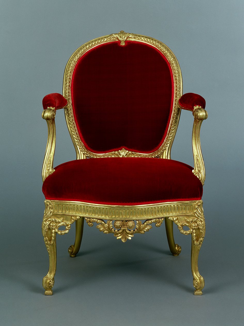जॉर्ज III आर्मचेयर, c.1770 (असबाब के साथ गिल्टवुड) द्वारा थॉमस चिप्पेंडेल