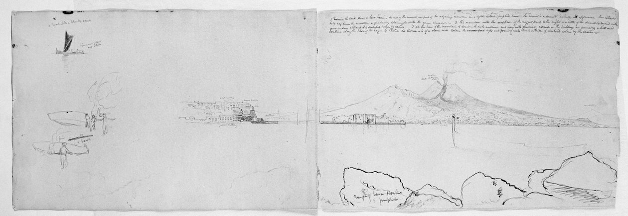 नेपल्स की खाड़ी का पैनोरमा, c.1832 (कागज पर पेंसिल पर स्याही और स्याही) द्वारा थॉमस कोल