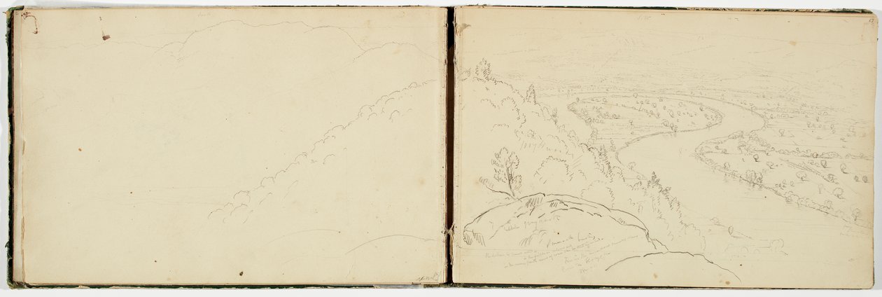 कनेक्टिकट नदी पर ऑक्सबो के पैनोरमा को माउंट होलोके से देखा गया है, c.1833 (चूल्हा पर ग्रेफाइट पेंसिल) द्वारा थॉमस कोल