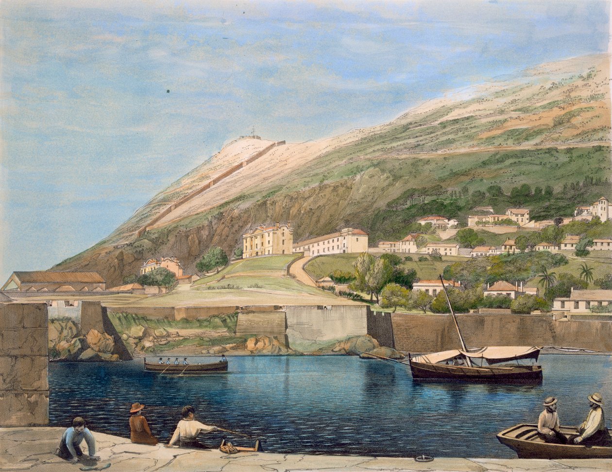 जेएम कार्टर, 1846 द्वारा रोसिया बे के दक्षिण बैरक, जिब्राल्टर के &39;सेलेक्ट व्यूज ऑफ द रॉक एंड फोर्ट्रेस&39; से द्वारा थॉमस कॉलमैन डिबिन
