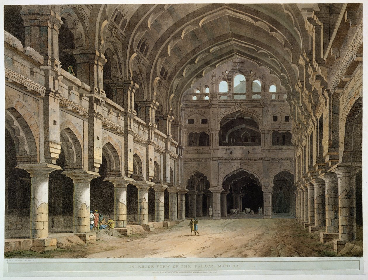 पैलेस का इंटीरियर, मदुरा, &39;ओरिएंटल सीन्स&39; से प्लेट XV, 1798 (रंगीन एक्वाटिंट) प्रकाशित द्वारा थॉमस डेनिएल
