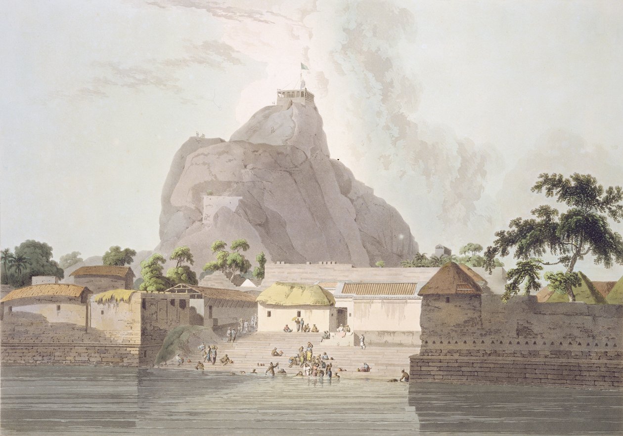 त्रिचिनोपोली के किले में देखें, &39;ओरिएंटल सीन: ट्वेंटी फोर व्यूज़ इन हिंदोस्तान&39; से प्लेट 47, थॉमस और विलियम द्वारा उत्कीर्ण (1769-1837) डेनियल, 1798 द्वारा थॉमस डेनिएल