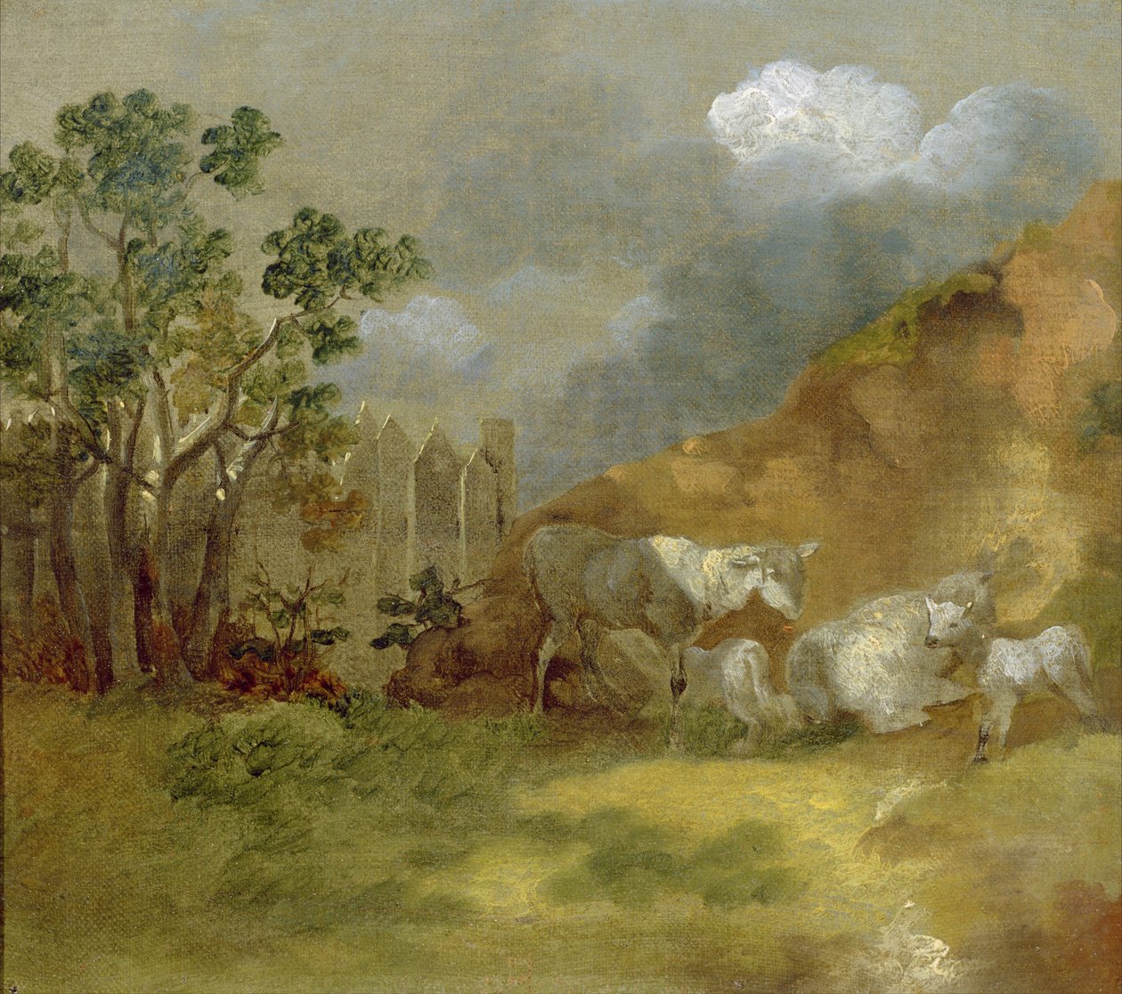 भेड़ के साथ लैंडस्केप, c.1744 द्वारा थॉमस गेन्सबोरो