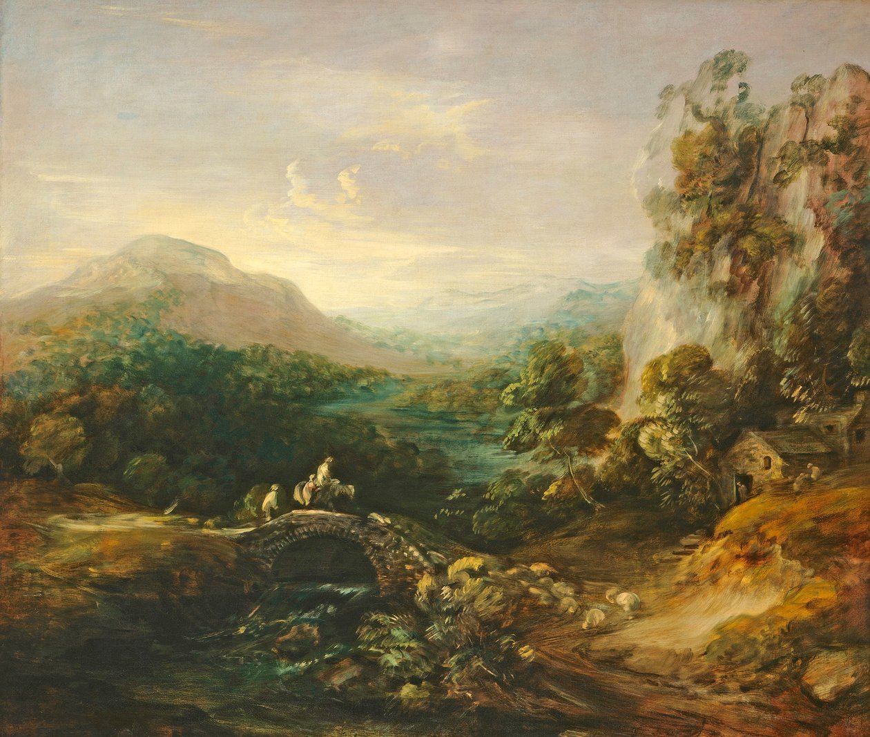 पुल के साथ पहाड़ का परिदृश्य, c.1783-1784 द्वारा थॉमस गेन्सबोरो