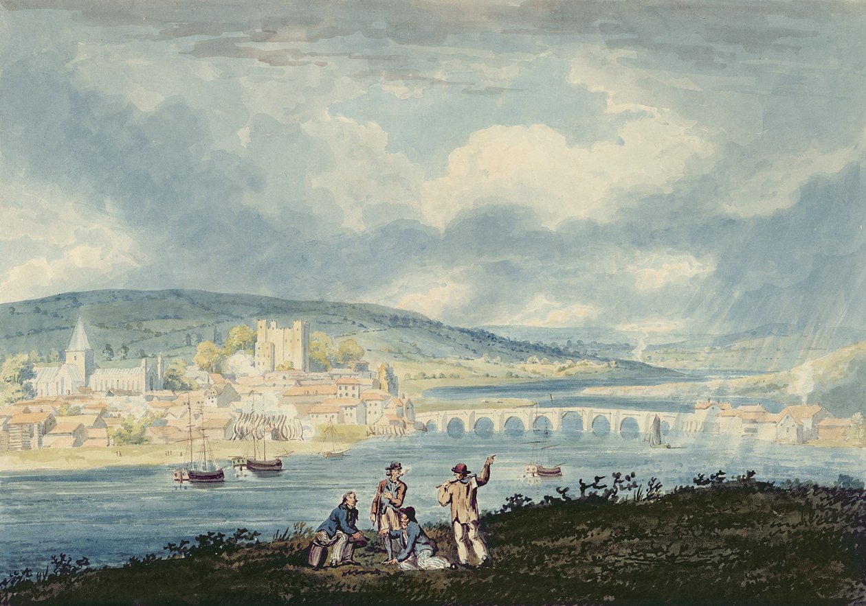 रोचेस्टर, उत्तर से, c.1790 (कागज पर धोने के साथ पेंसिल पर wc) द्वारा थॉमस गिर्टिन