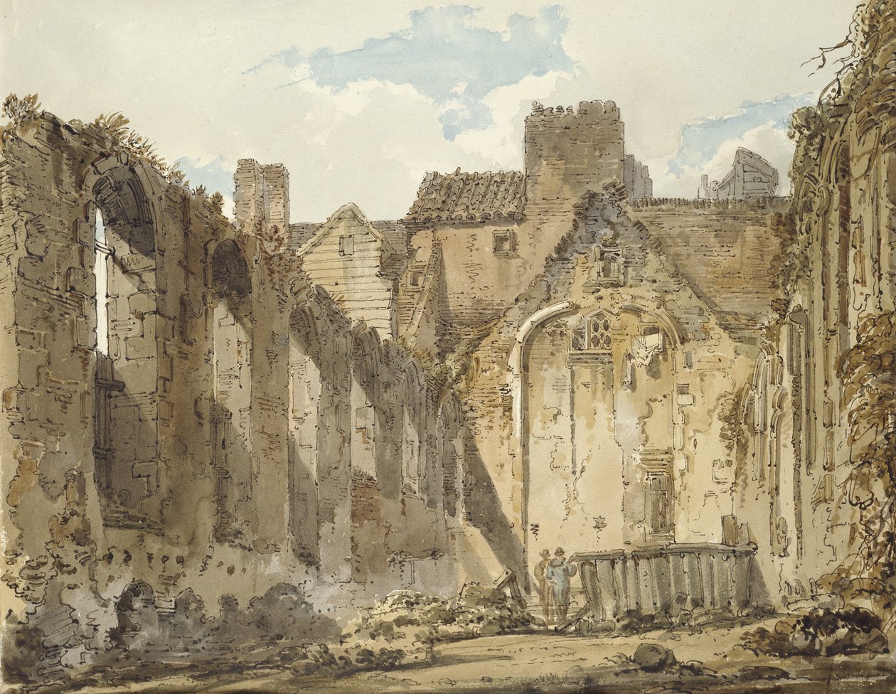 सावॉय पैलेस, लंदन में चैपल के खंडहर, c.1795-96 (कुछ भूरे रंग की स्याही के साथ पानी के रंग, ग्रेफाइट में संकेत पर) द्वारा थॉमस गिर्टिन