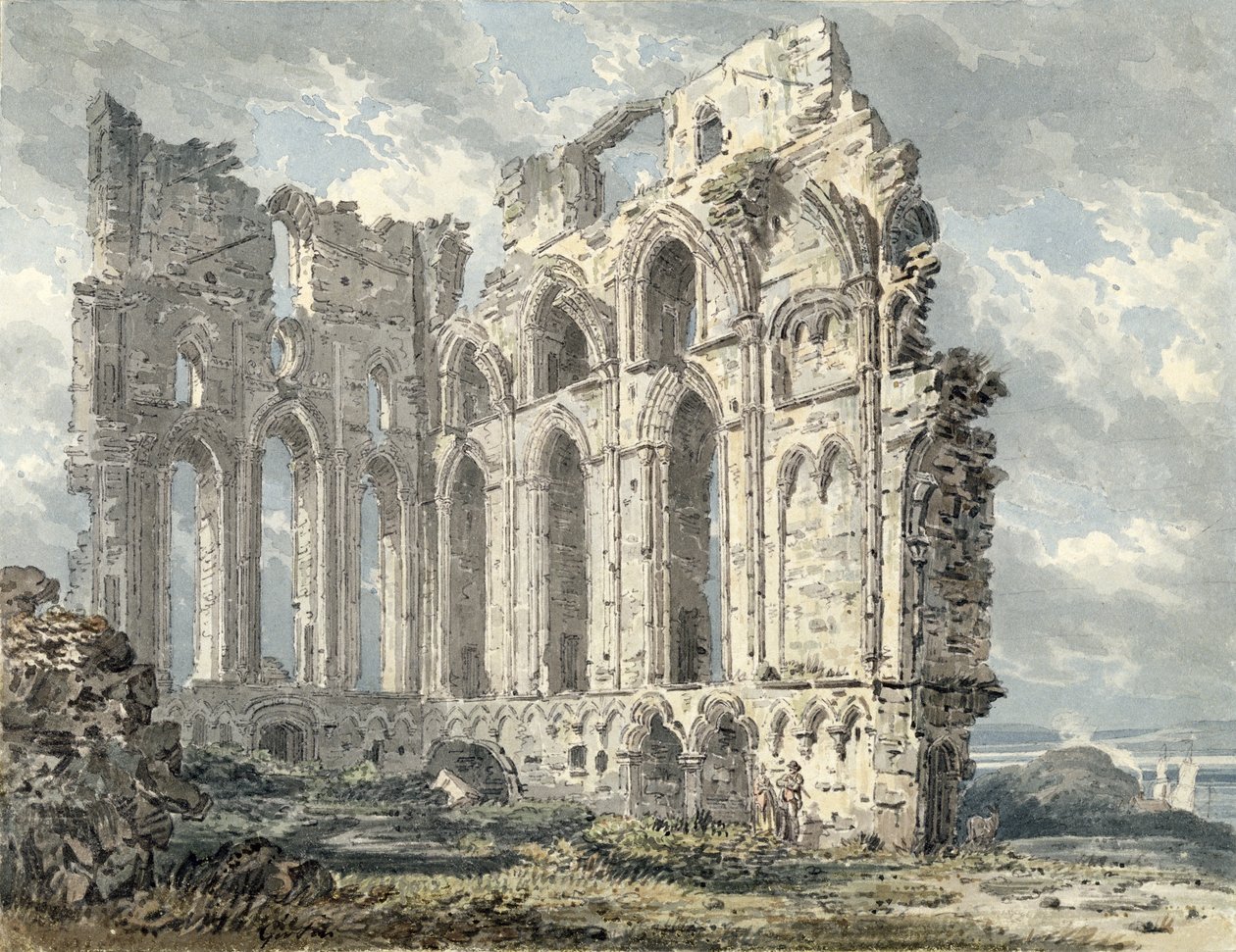 टाइनमाउथ प्रोरि, नॉर्थम्बरलैंड, c.1792-93 (कागज पर पेंसिल से अधिक) द्वारा थॉमस गिर्टिन