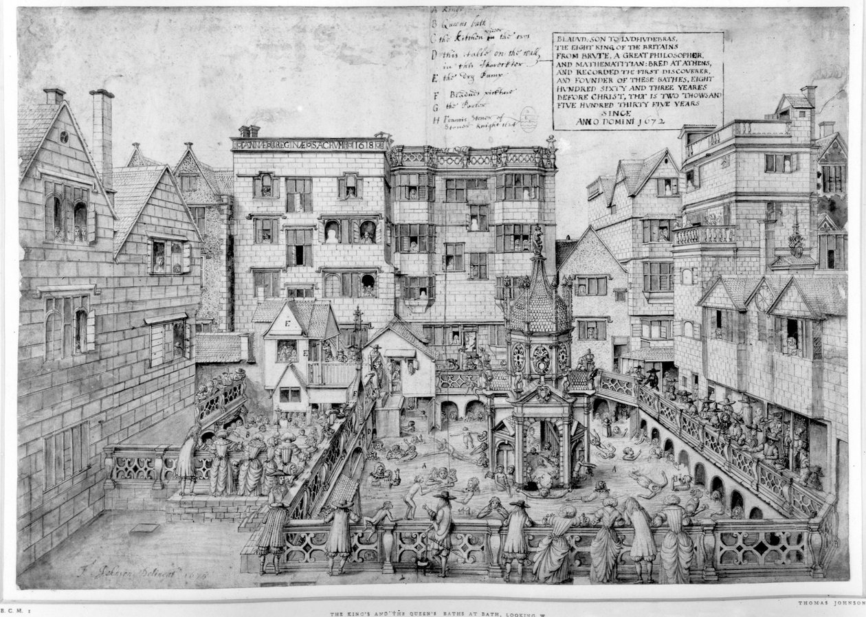 राजा का स्नान और रानी का स्नान, 1675 (कलम और काली स्याही) द्वारा थॉमस जॉनसन