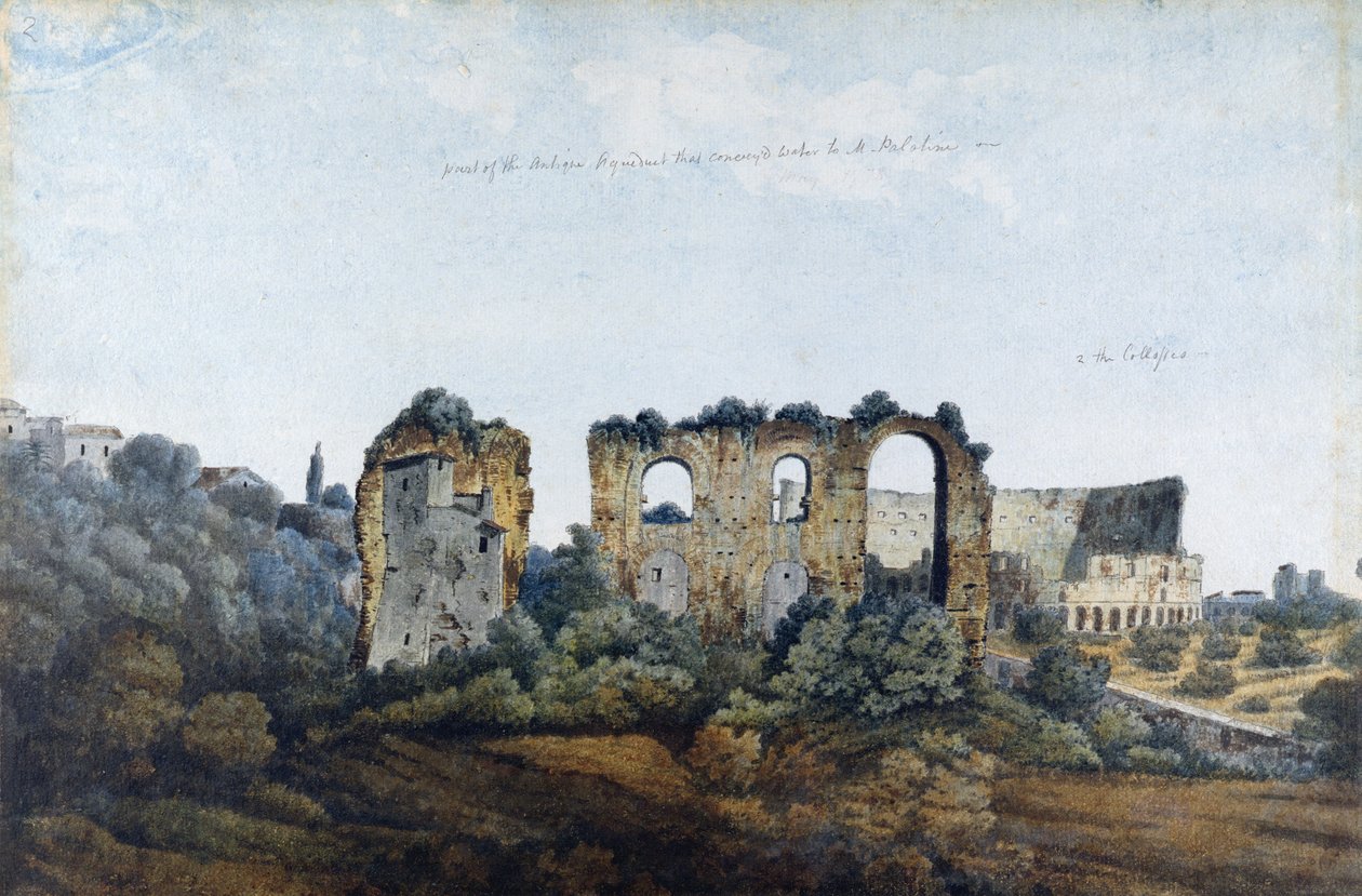 क्लोडियन एक्वाडक्ट और कोलोसियम, 1778 (श्वेत पत्र पर ग्रेफाइट से अधिक) द्वारा थॉमस जोन्स