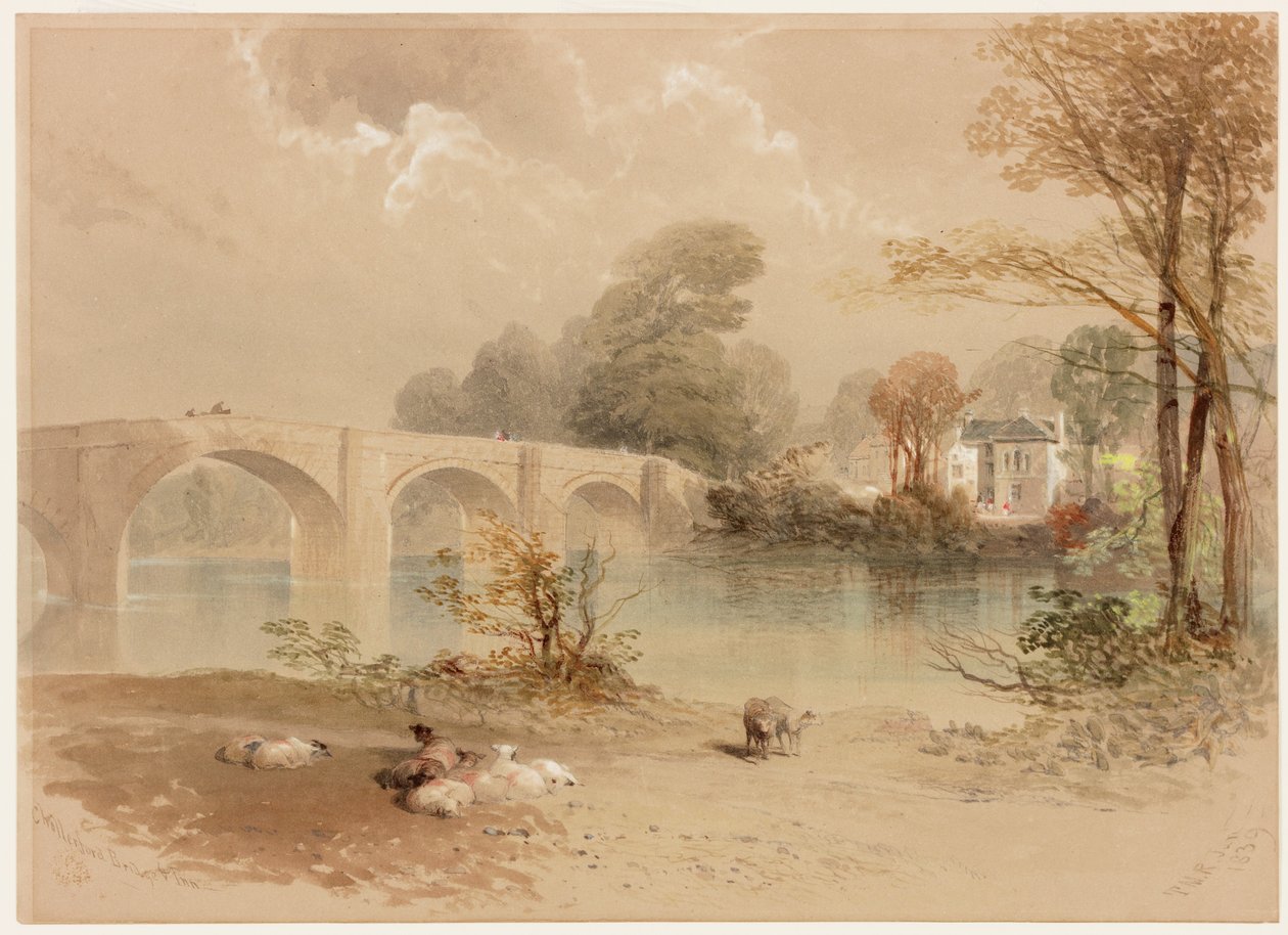 Chollerford Bridge और Inn (बॉडीकलर) द्वारा थॉमस माइल्स द्वितीय रिचर्डसन