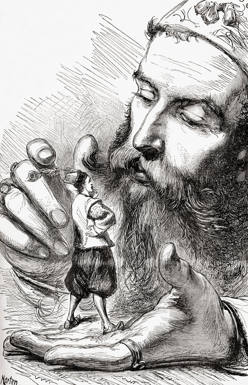 मेरे छोटे मित्र ग्रिल्ड्रिग, आपने अपने देश पर एक सर्वाधिक सराहनीय प्रशस्ति पत्र बनाया है, &39;गुलिवर्स ट्रेवल्स&39; से चित्रण, प्रकाशित c.1875 द्वारा थॉमस मोर्टन