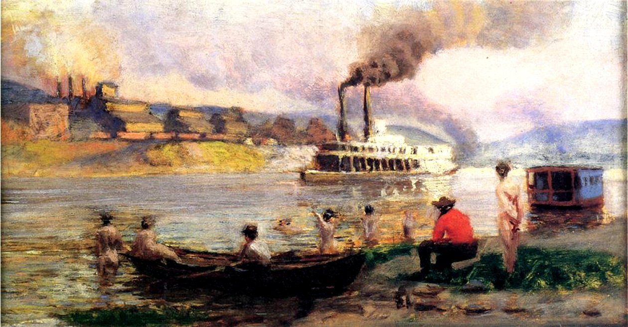 ओहियो पर स्टीमर, c.1900 द्वारा थॉमस पोलक अंसकुट्ज़