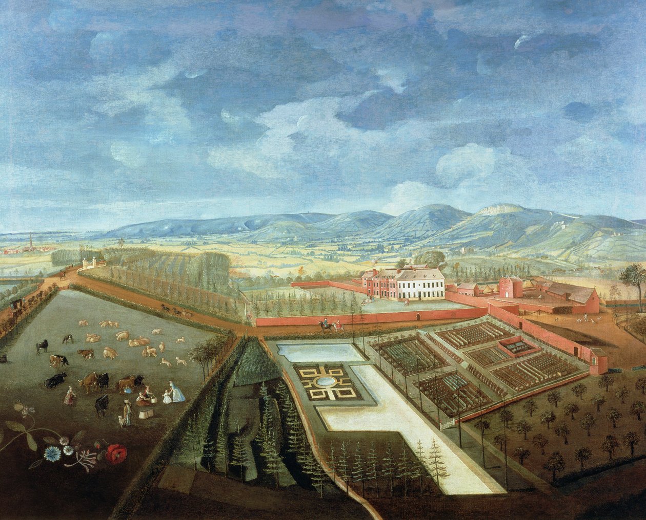 चार्लटन पार्क का विहंगम दृश्य, c.1745 (विस्तार के लिए 18173 देखें) द्वारा थॉमस रॉबिन्स