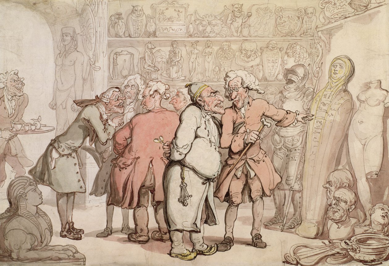 पुरावशेषों का एक समूह, c.1805 (कागज पर wc के साथ कलम und स्याही) द्वारा थॉमस रोलैंड्सन
