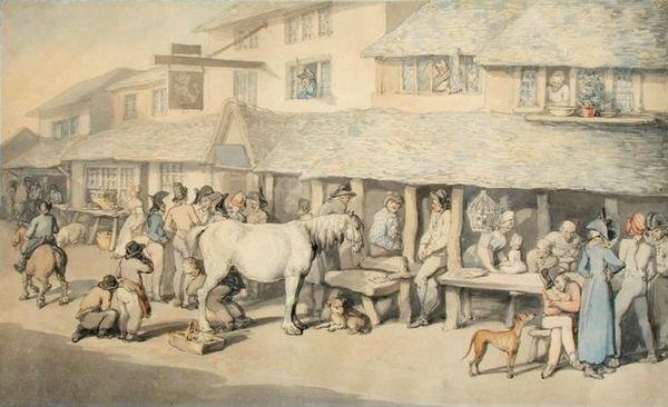 फ्रांसीसी कैदियों को पैरोल पर बोडमिन, कॉर्नवॉल, 1795 (कागज पर पेन और स्याही और डब्ल्यूसी) द्वारा थॉमस रोलैंड्सन