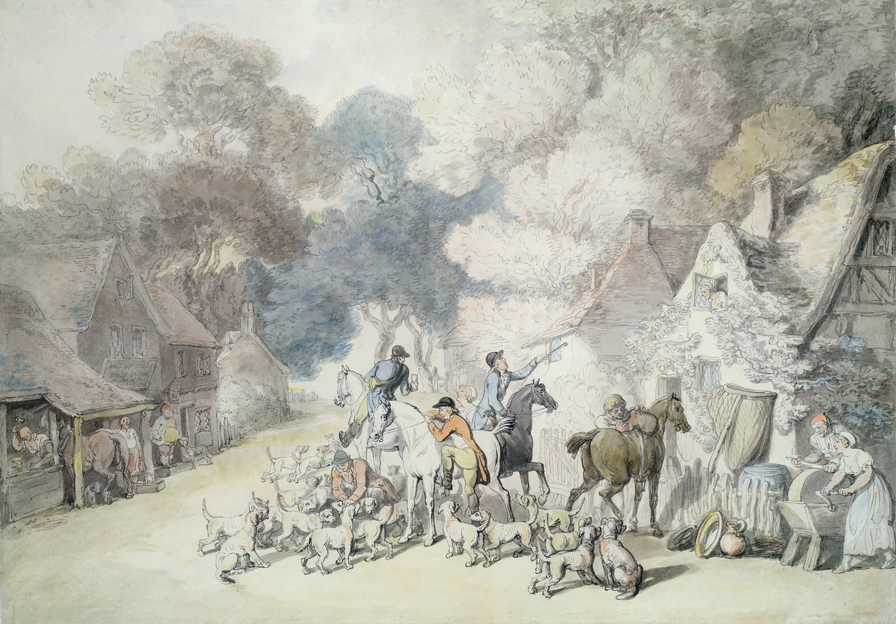 मॉर्निंग आउट में जाना, विंडसर फॉरेस्ट में दृश्य, c.1801 (कागज पर पेन und wc) द्वारा थॉमस रोलैंड्सन