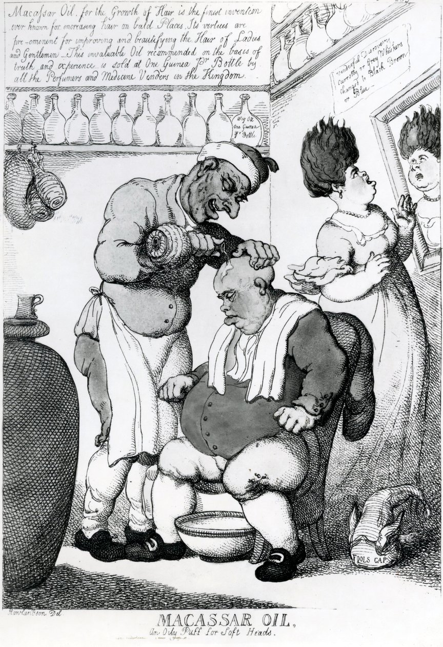 नरसंहार तेल, नरम सिर के लिए एक तैलीय कश, 1814 द्वारा थॉमस रोलैंड्सन