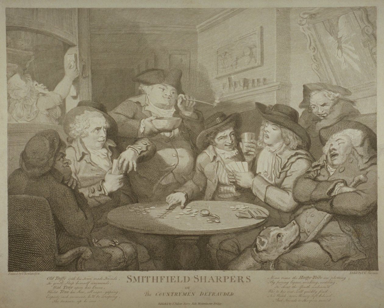 स्मिथफील्ड शार्पर्स, या देशवासियों को धोखा दिया, c.1787 द्वारा थॉमस रोलैंड्सन