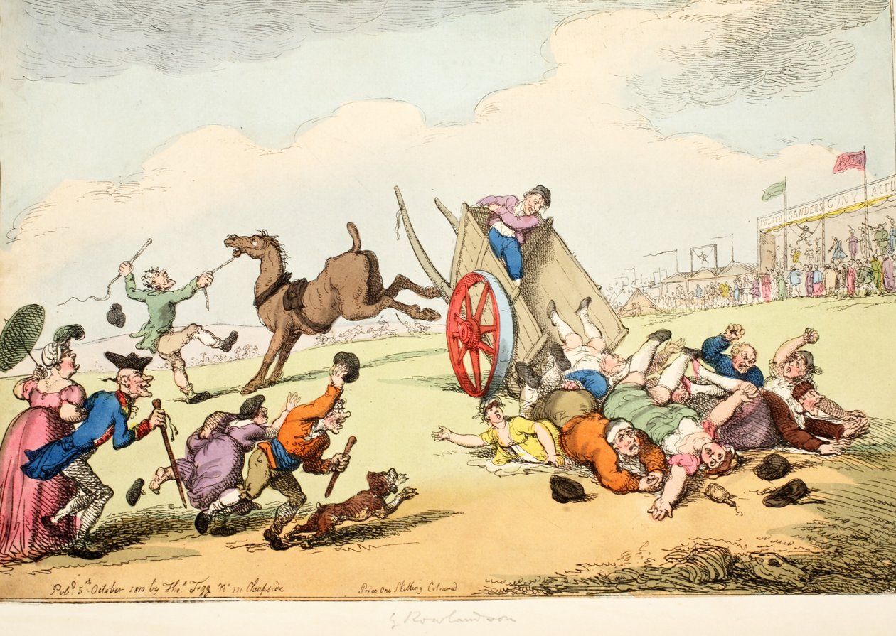 काउंटी फेयर का खेल, 1810 (हाथ से रंगा हुआ उत्कीर्णन) द्वारा थॉमस रोलैंड्सन