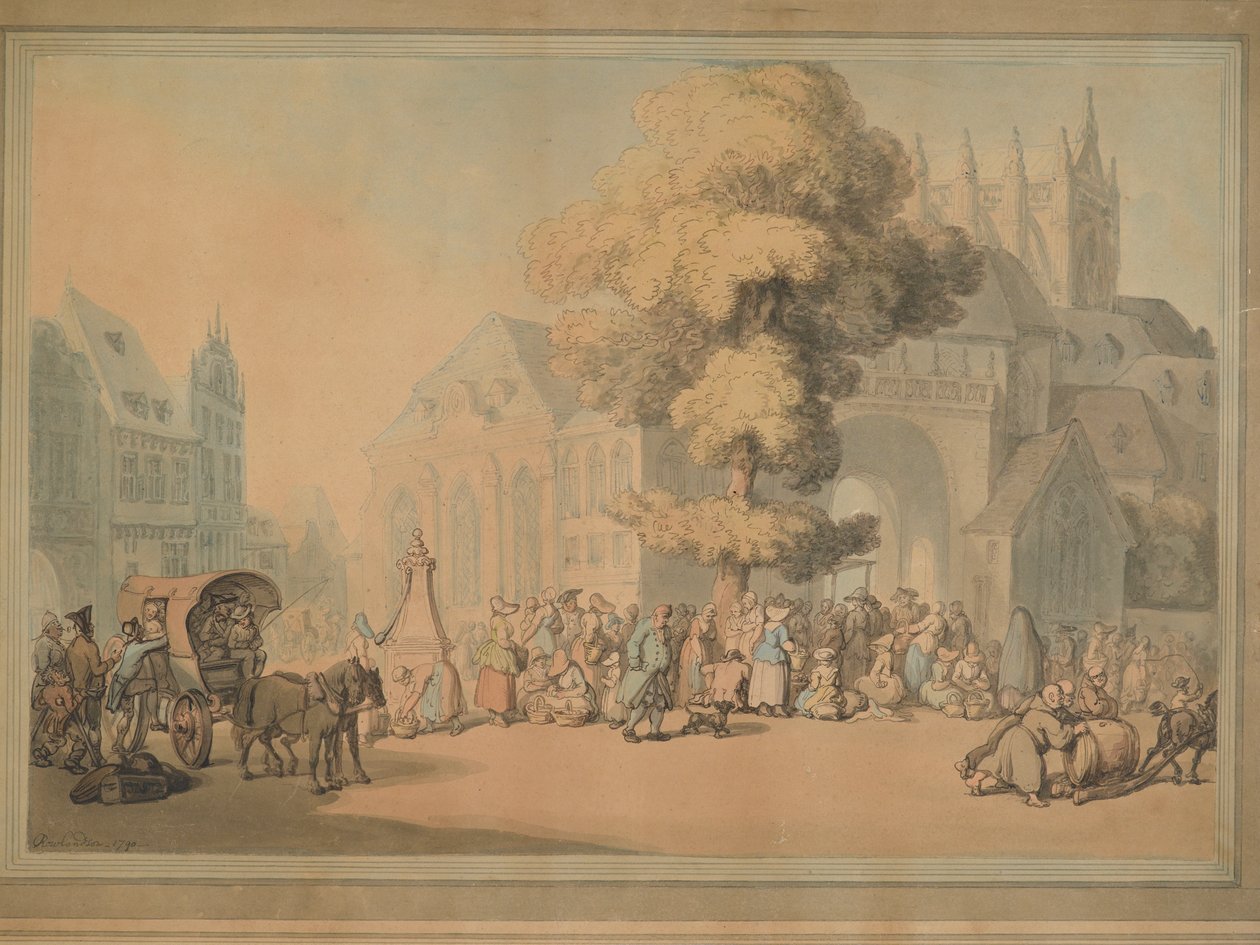 मार्केट प्लेस, 1790 (wc) द्वारा थॉमस रोलैंड्सन