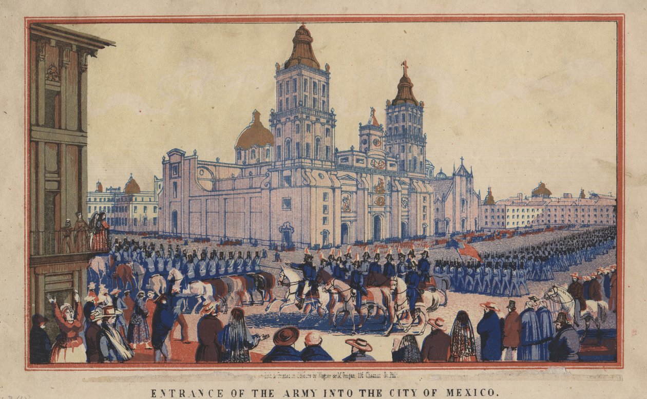 मैक्सिको सिटी में सेना का प्रवेश, 1848 (क्रोमोलिथो) द्वारा थॉमस एस वैगनर