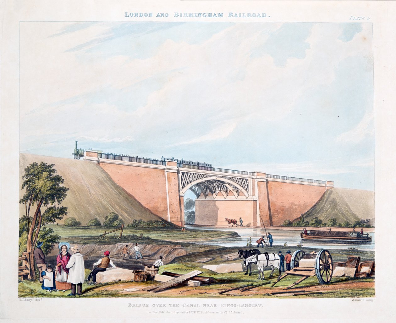 किंग्स-लैंगले, 1837 के पास नहर पर पुल द्वारा थॉमस टैलबोट बरी