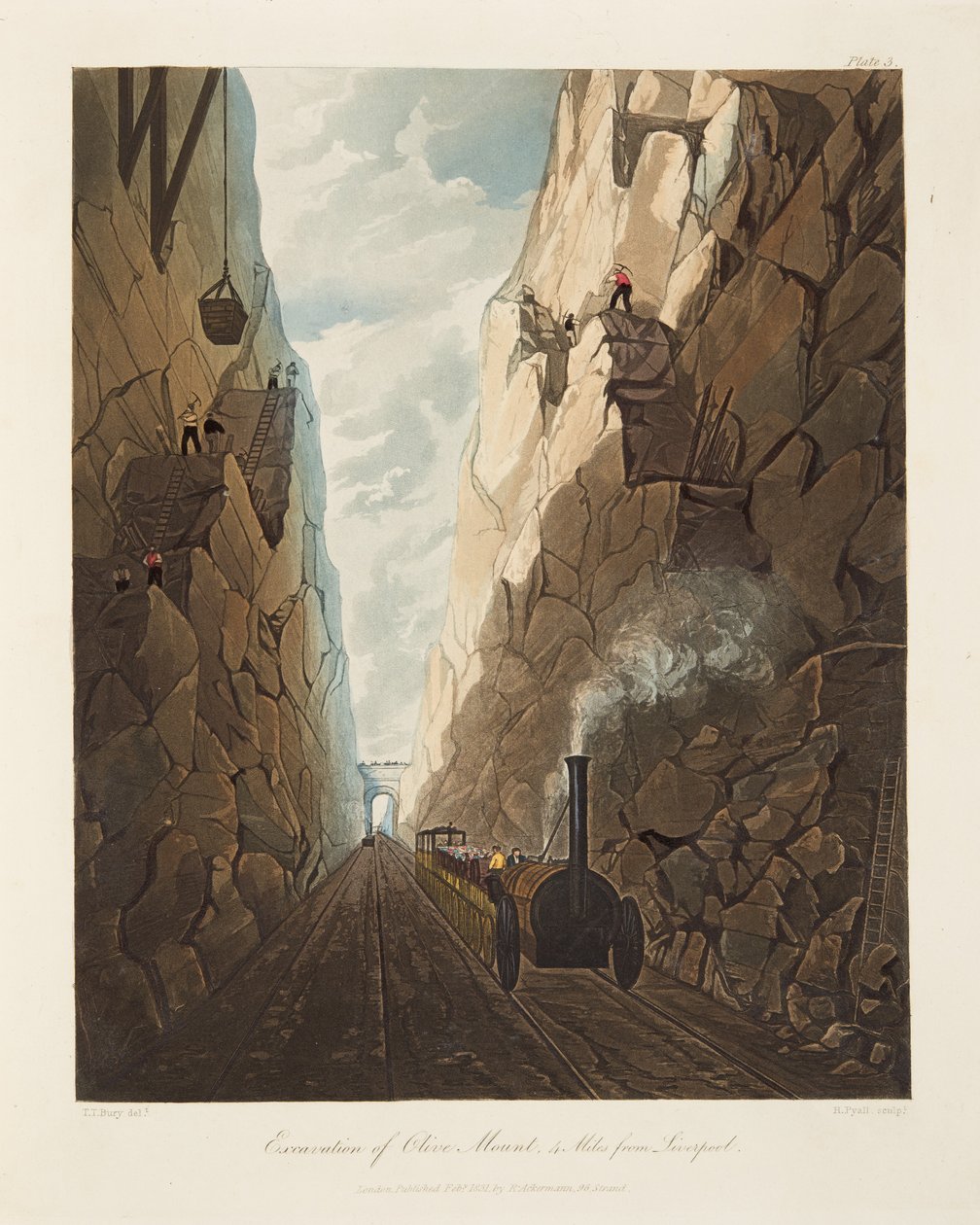 ऑलिव माउंट की खुदाई, लिवरपूल से 4 मील, 1831 (हाथ के रंग का उत्कीर्णन) द्वारा थॉमस टैलबोट बरी