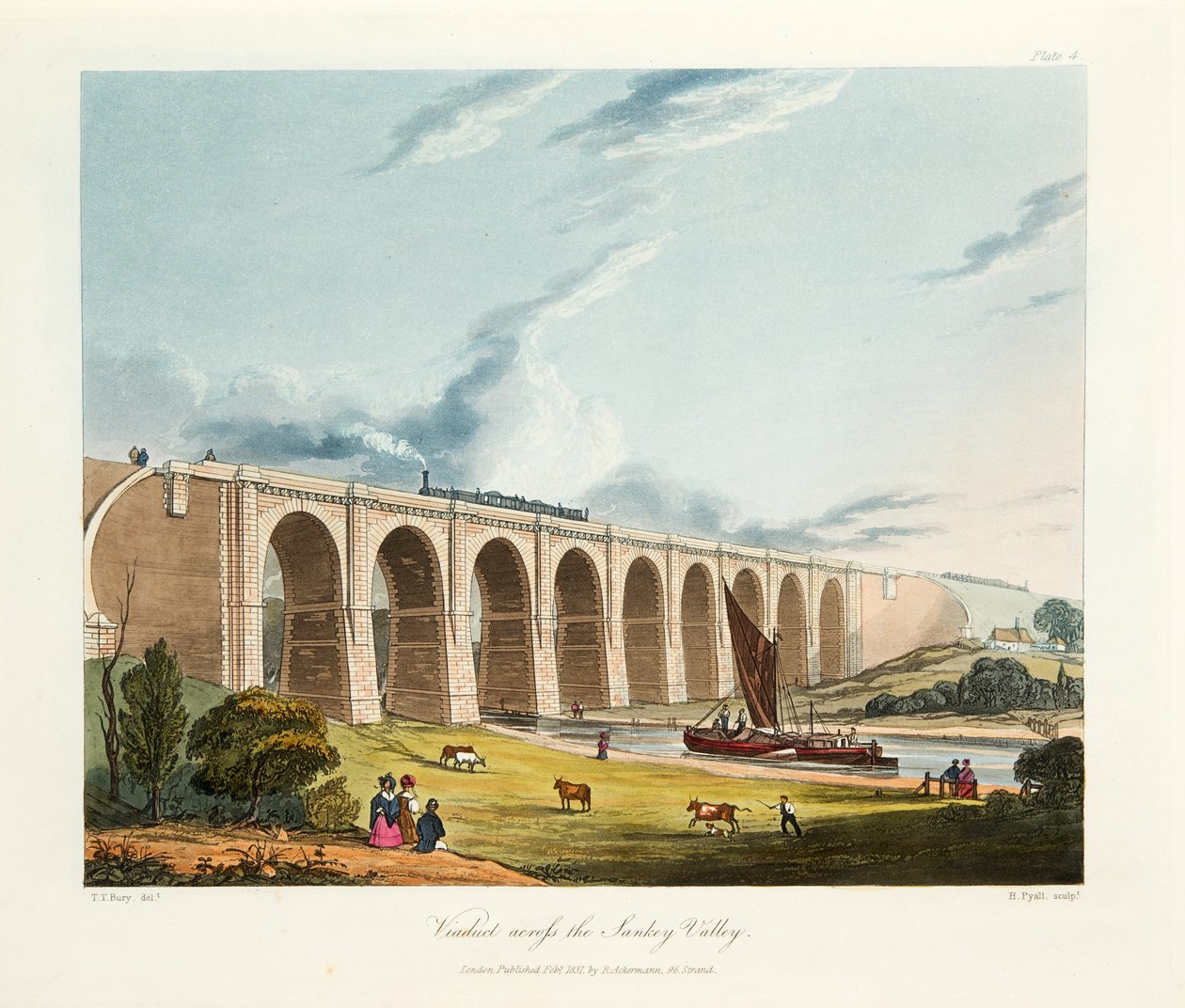 सैंडी वैली, 1831 के पार वियाडक्ट (हाथ के रंग की नक्काशी) द्वारा थॉमस टैलबोट बरी
