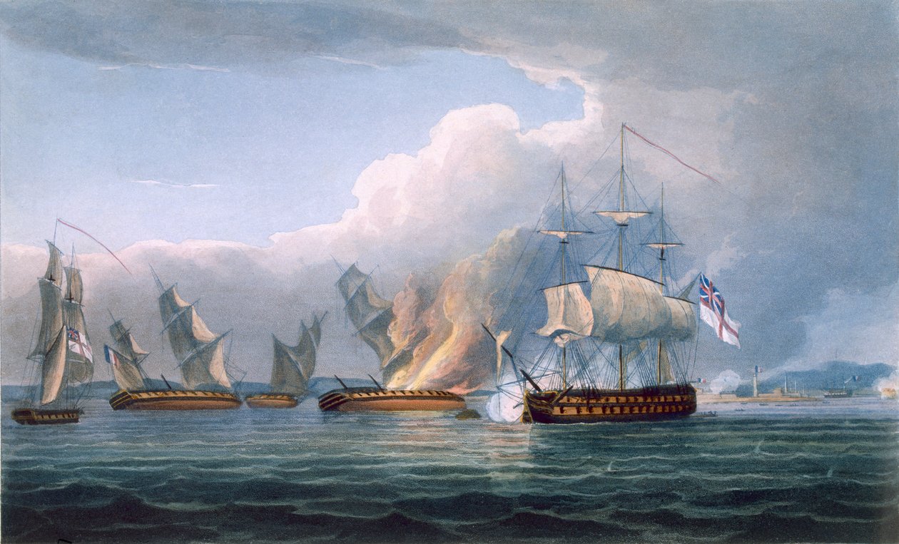 जे। राल्फ़ द्वारा प्रकाशित &39;द नेवल क्रोनोलॉजी ऑफ़ ग्रेट ब्रिटेन&39; के लिए टी। सदरलैंड द्वारा उत्कीर्ण फ्रांसीसी फ्रिगेट्स एल&39;आर्ने अन एल&39;एंड्रोमचे का विनाश, 1820 प्रकाशित द्वारा थॉमस व्हिटकॉम्ब