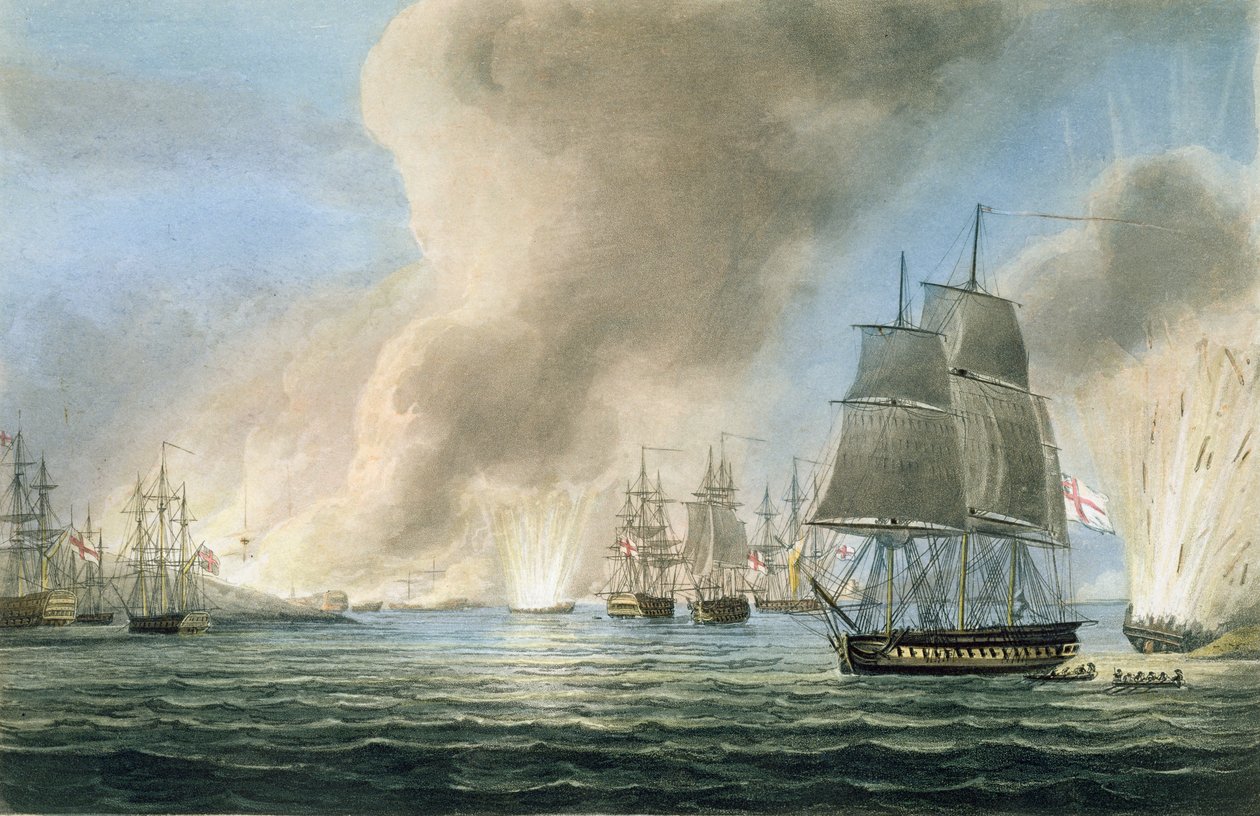 जे। राल्फ द्वारा प्रकाशित &39;द नेवल क्रोनोलॉजी ऑफ ग्रेट ब्रिटेन&39; के लिए टी। सदरलैंड द्वारा उत्कीर्ण 19 फरवरी, 1807 को तुर्की के बेड़े का विनाश, 1820 प्रकाशित द्वारा थॉमस व्हिटकॉम्ब