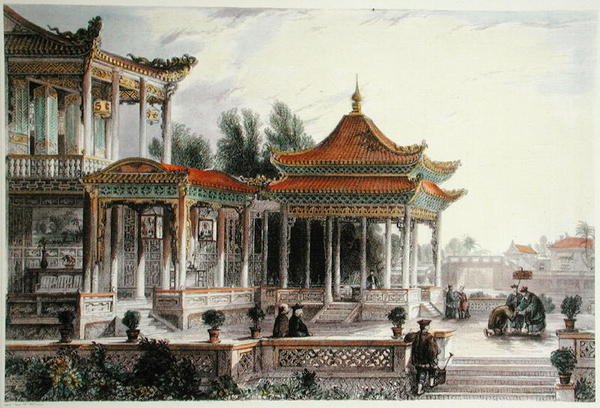 आशा के सितारे का मंडप, टोंग चाउ, c.1850 (रंग लिथो) द्वारा थॉमस (बाद) अलोम
