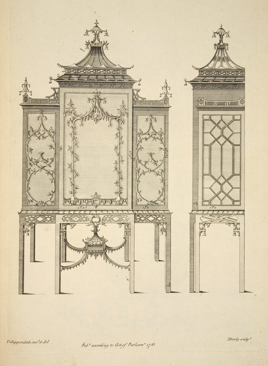 एक चीन मामले के लिए डिजाइन, पब। 1753 (उत्कीर्णन) द्वारा थॉमस (बाद में) चिप्पेंडेल