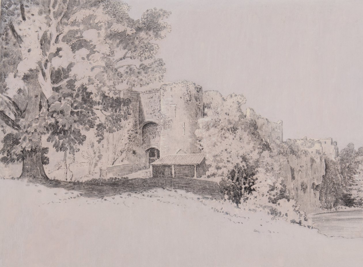 Chepstow Castle (कलम, ब्रश और स्याही एक गौचे की जमीन पर) द्वारा थॉमस (Attr। To) ट्यूडर