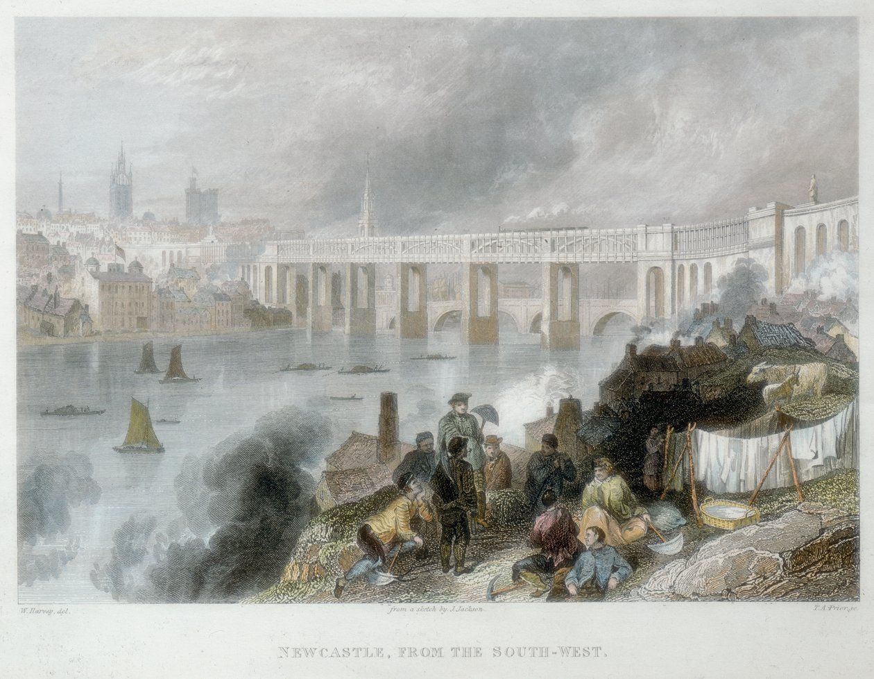 दक्षिण-पश्चिम से न्यूकैसल-ऑन-टाइन, c1850 द्वारा थॉमस एबिल प्रायर