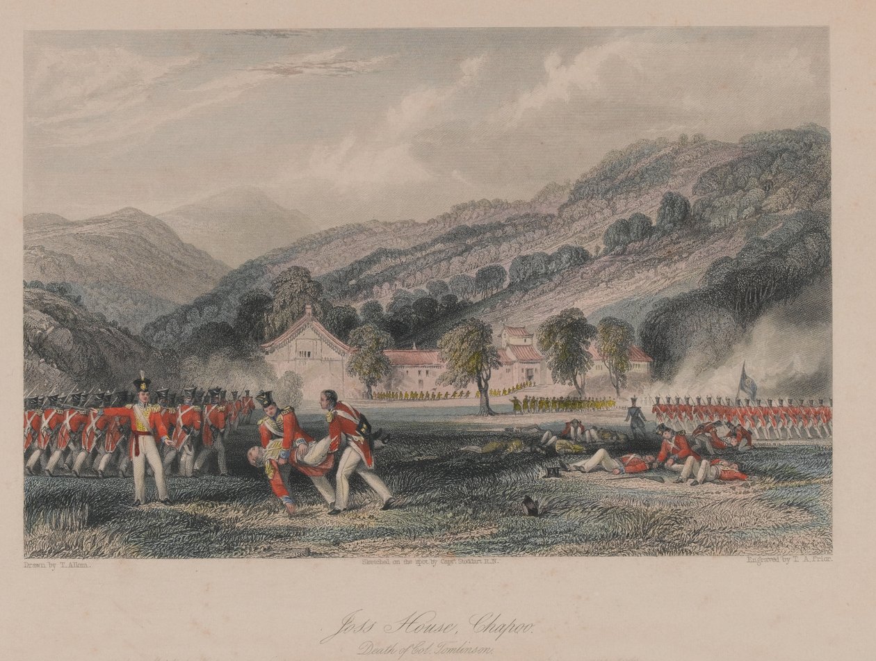 ; जॉस हाउस, चापू [sic], कर्नल टॉमलिंसन की मृत्यु , 1842 द्वारा थॉमस एलोम