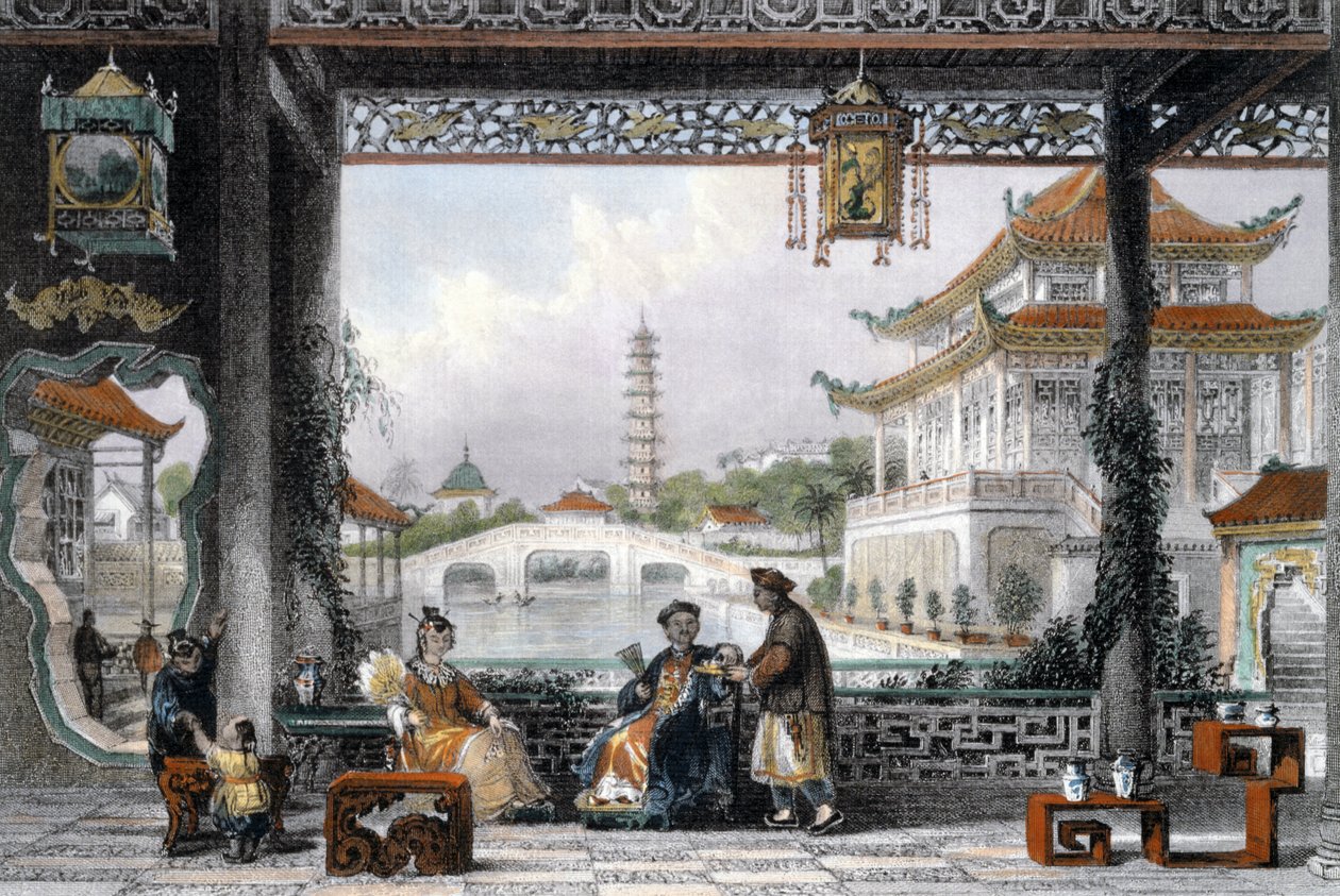 पेकिंग, चीन, 1843 के पास एक मंदारिन का मंडप और उद्यान द्वारा थॉमस एलोम