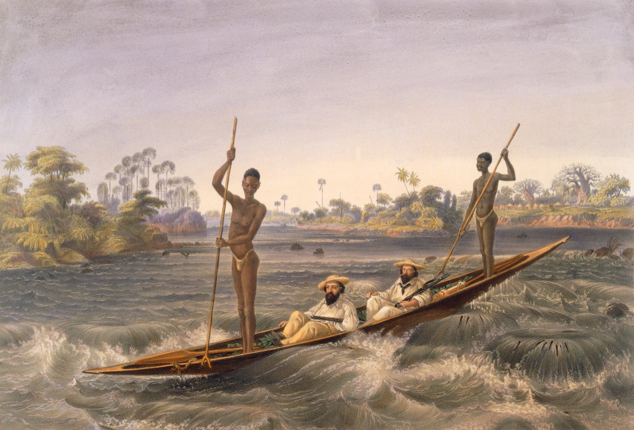 ज़ांजुइलाह, द बोटमैन ऑफ़ द रैपिड्स, पब। 1865. द्वारा थॉमस बैनेस