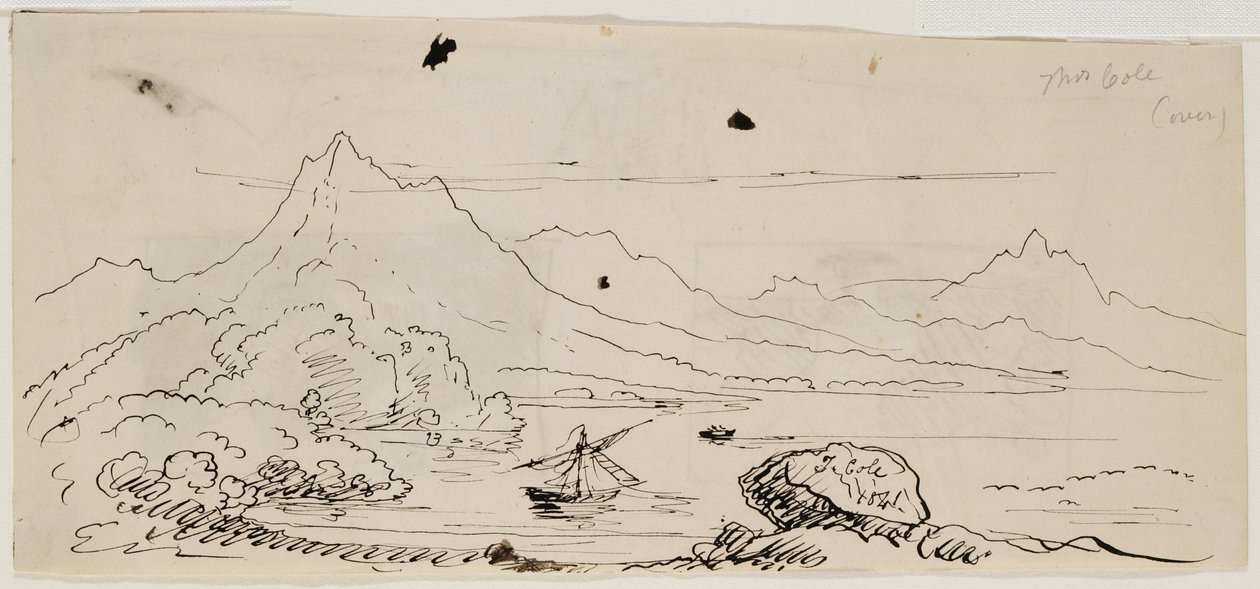 लैंडस्केप स्केच, 1841 (क्रीम विंग पेपर पर कलम और काली स्याही) द्वारा थॉमस कोल