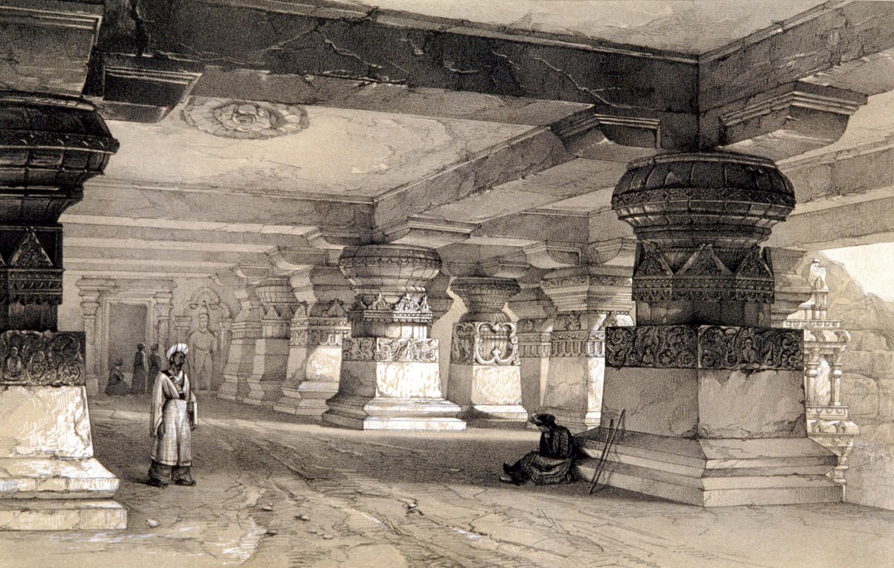 लंका का आंतरिक भाग, एलोरा, भारत, 1845 द्वारा थॉमस कॉलमैन डिबिन