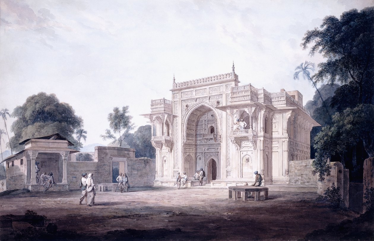 उत्तर प्रदेश के चुनारगढ़ की एक मस्जिद की ओर जाने वाला गेट सी। 1789-1790 द्वारा थॉमस डेनिएल