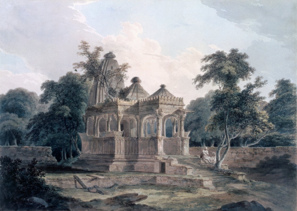 रोहतास, बिहार, भारत के किले में हिंदू मंदिर, c1790। द्वारा थॉमस डेनिएल