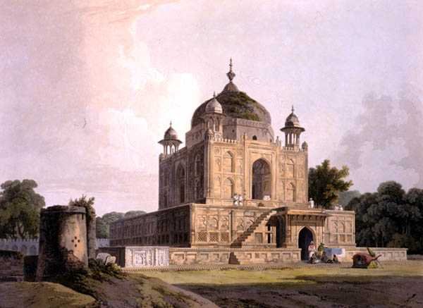 इलाहाबाद के पास सुल्तान पुरवेज का मकबरा, 'ओरिएंटल सीनरी: ट्वेंटी फोर व्यूज़ इन हिंदोस्तान' से द्वारा थॉमस डेनिएल