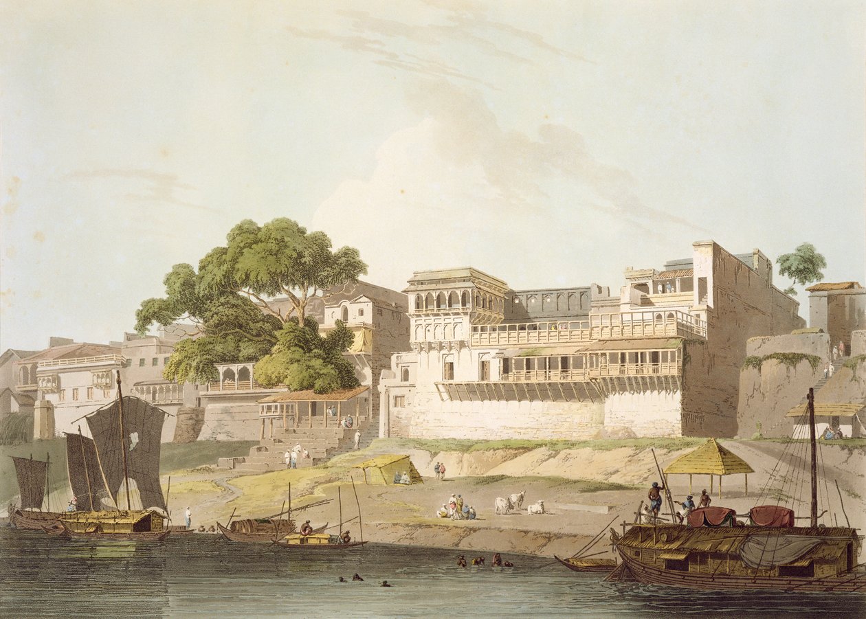 पटना शहर का एक हिस्सा, गंगा नदी पर, &39;ओरिएंटल सीन: ट्वेंटी फोर व्यूज़ इन हिंदोस्तान&39; से, 1795 द्वारा थॉमस डेनिएल