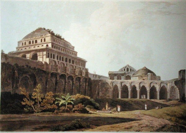 पैलेस का हिस्सा, मदुरा, 'ओरिएंटल सीनरी' से प्लेट XIII, 1797 में प्रकाशित (रंगीन एक्वाटिंट) द्वारा थॉमस डेनिएल