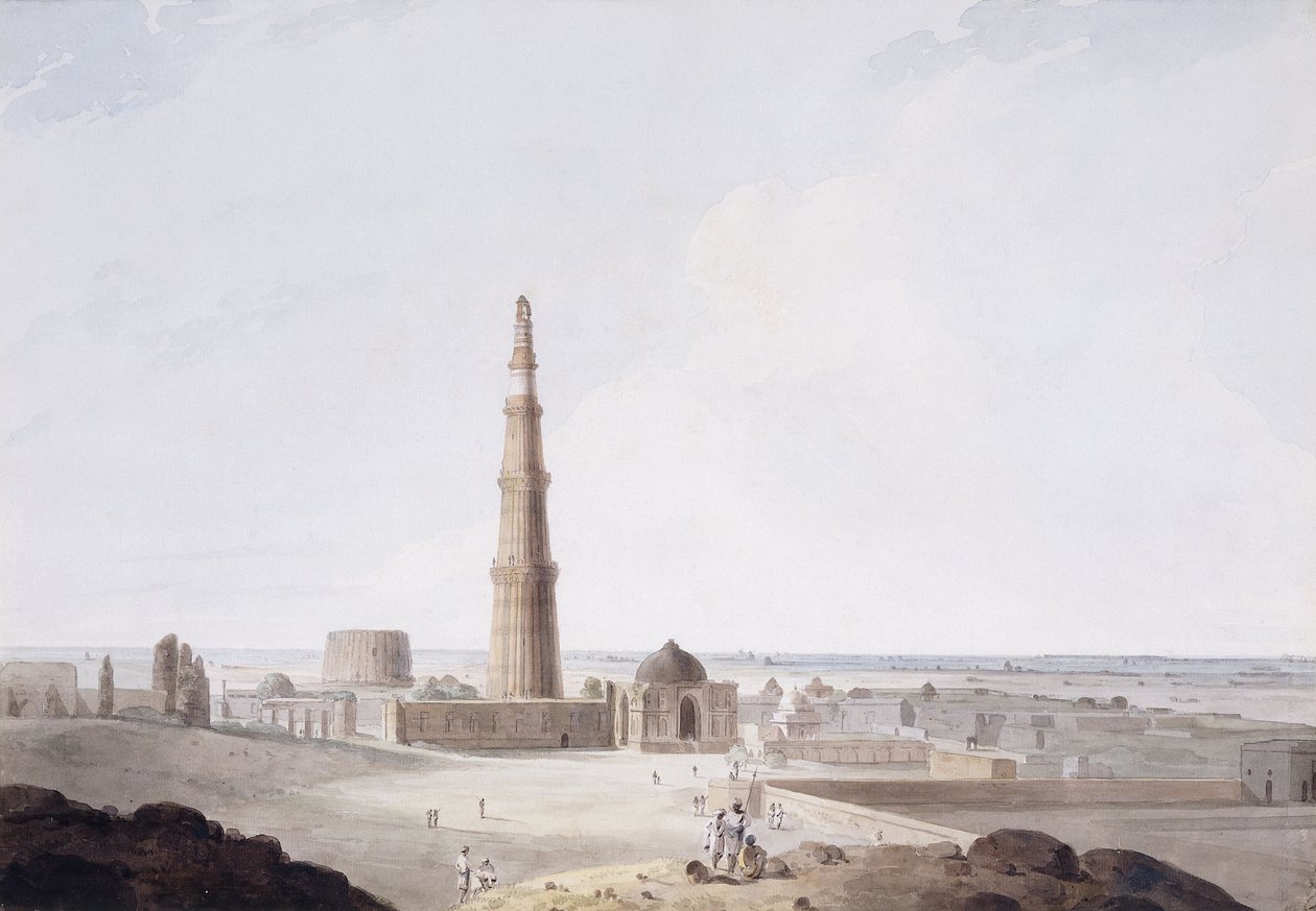 कुतुब मीनार, दिल्ली, सी। 1789 द्वारा थॉमस डेनिएल