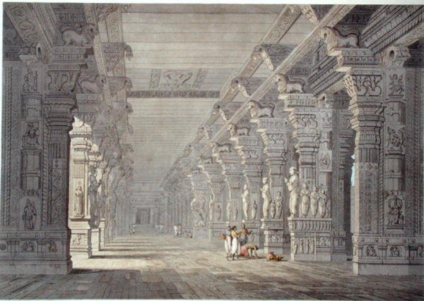 'ओरिएंटल सीनरी' से ट्रेमल नाइग की चूल्ट्री, मदुरा, प्लेट XVIII, 1798 में प्रकाशित (रंगीन एक्वाटिंट) (यह भी देखें 150290) द्वारा थॉमस डेनिएल
